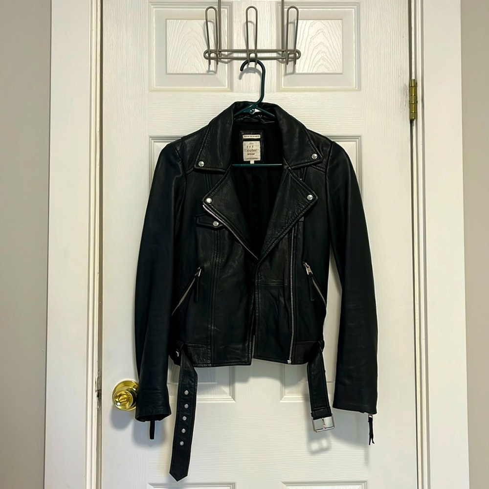 Zara sheep leather motorcycle jacket xs